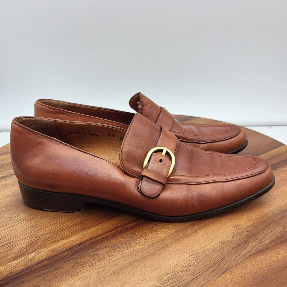 Coach Loafers Womens Size 5.5 M Brown Leather Flats Shoes Buckle Italy - Picture 2 of 16